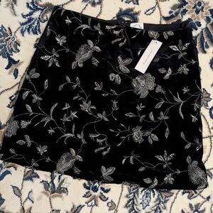 Blue Rain Black Floral Mini Skirt